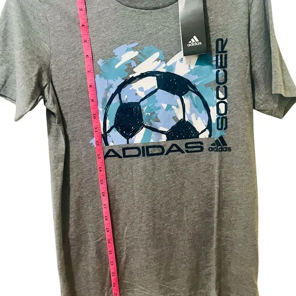 Adidas Blue and Gray Soccer Graphic Boy’s NWT Size Large Tee - Picture 3 of 5